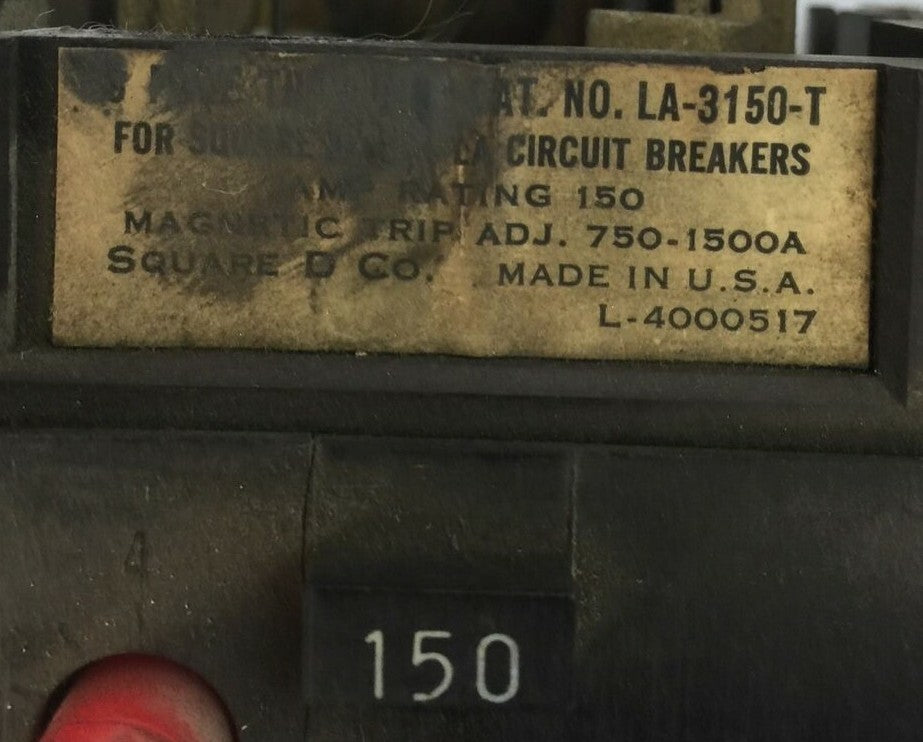 SQUARE D LA-3150-T TRIP UNIT 150A MAG TRIP ADJ 750-1500A 1