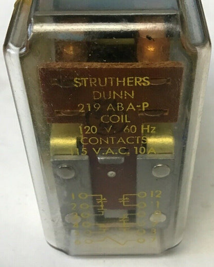 STRUTHERS DUNN 219ABA-P RELAY 120V 60HZ 115VAC 10A0