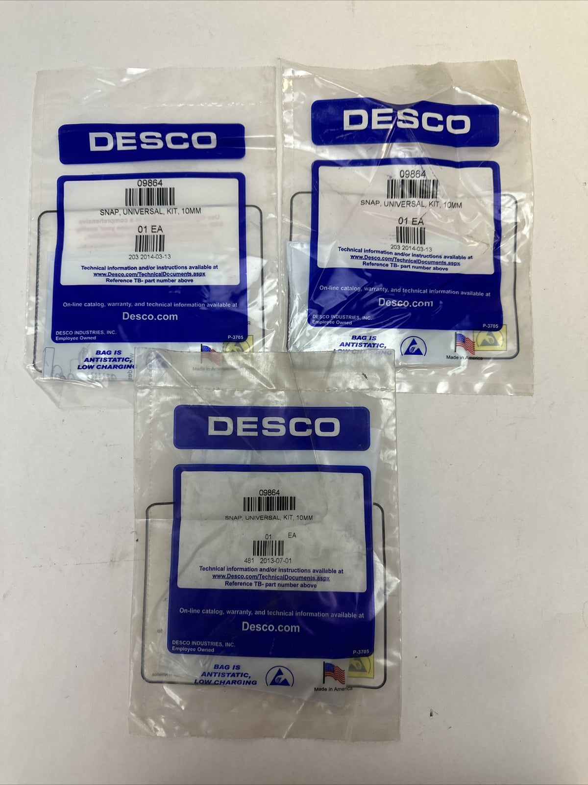 DESCO 09864 SNAP UNIVERSAL KIT 10MM (LOT OF 3)0