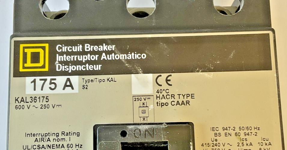 SQUARE D KAL36175 CIRCUIT BREAKER 600VAC 250VDC 175A1