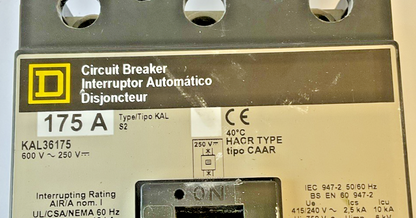 SQUARE D KAL36175 CIRCUIT BREAKER 600VAC 250VDC 175A1