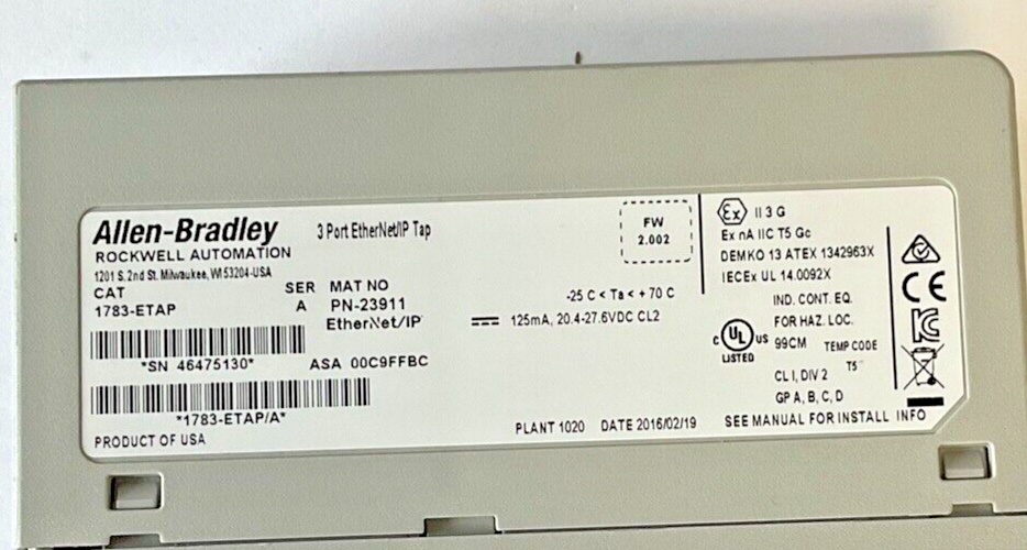 ALLEN BRADLEY 1783-ETAP 3PORT ETHERNET/IP TAP FW:2.002 SER.A4