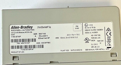 ALLEN BRADLEY 1783-ETAP 3PORT ETHERNET/IP TAP FW:2.002 SER.A4