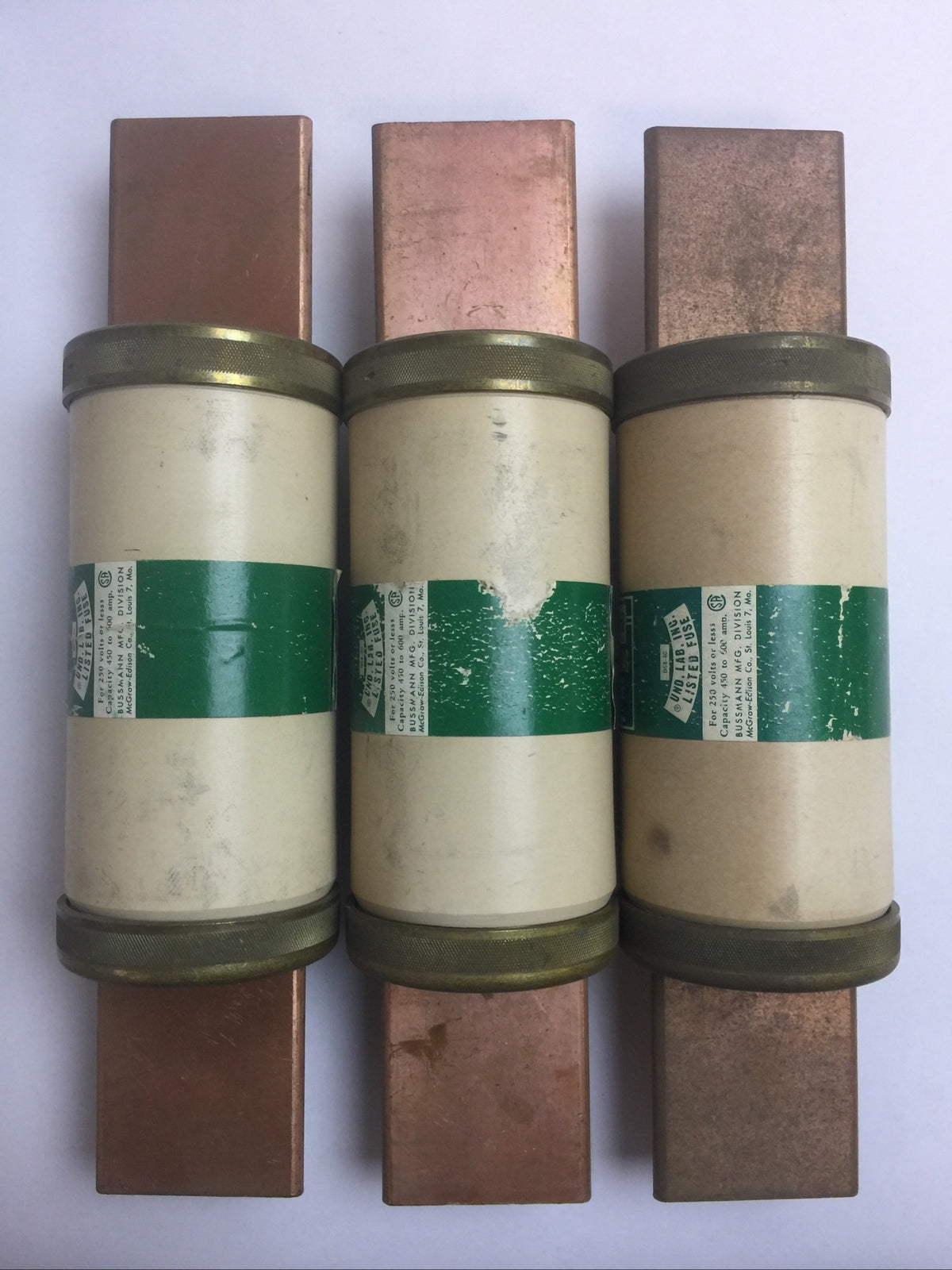 BUSSMANN REN450 BUSS SUPER-LAG RENEWABLE FUSE 450AMP 250VAC (LOT OF 3)2