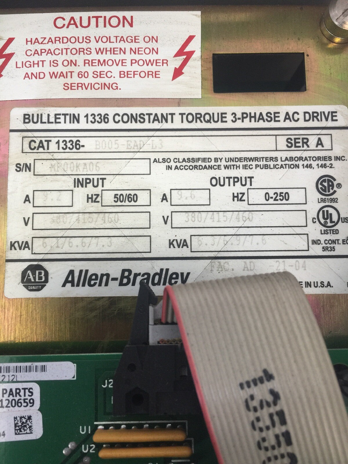 ALLEN BRADLEY 1336-B005-EAD-L3 CONSTANT TORQUE 3-PH AC DRIVE OUTPUT 380/415/460V1