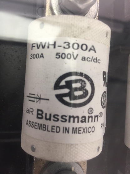 UNICO 109339 ECL 1 FUSE BLOCK 225-600A WITH 3 FWH-300A FUSES 300A 500V AC/DC2