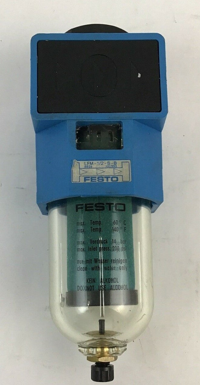 FESTO LFM-1/2-S-B FILTER UNIT W/ FESTO LFMP-1/2-S-C 159175 FILTER0