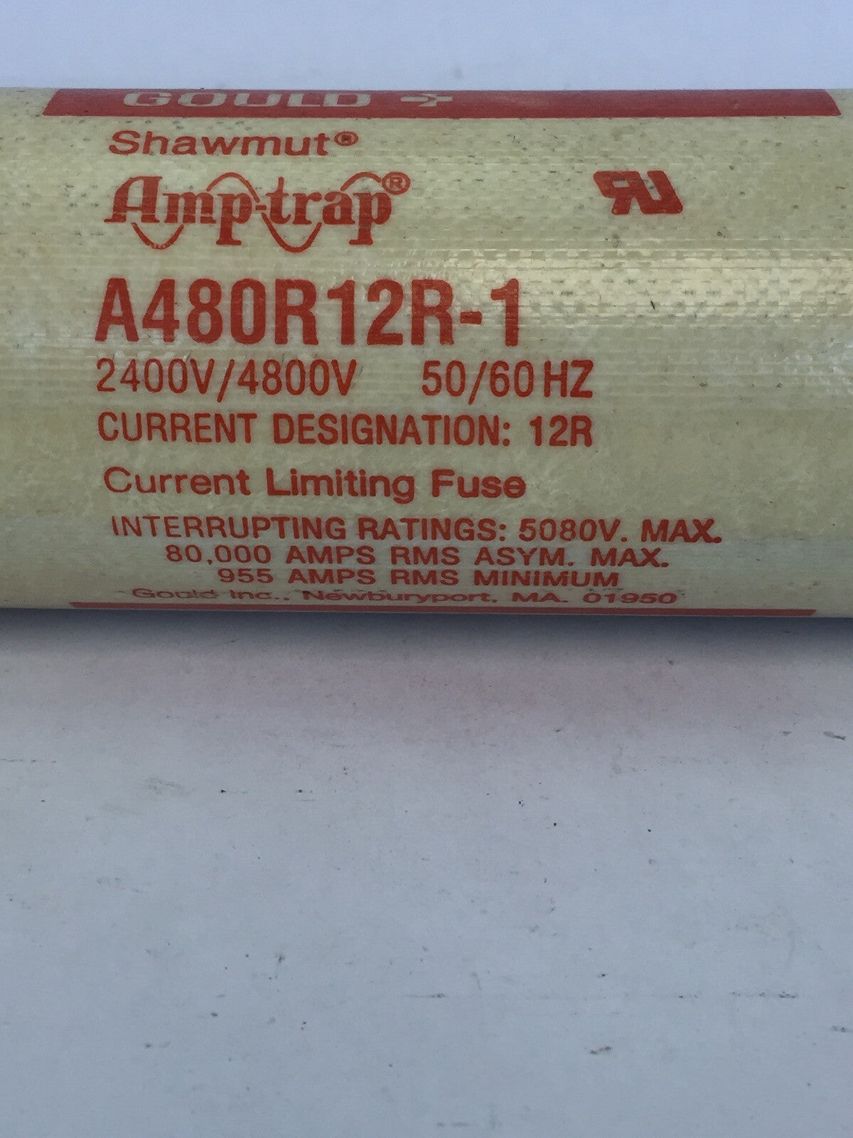 GOULD SHAWMUT AMP-TRAP A480R12R-1 2400/4800V 50/60HZ CURRENT LIMITING FUSE 1