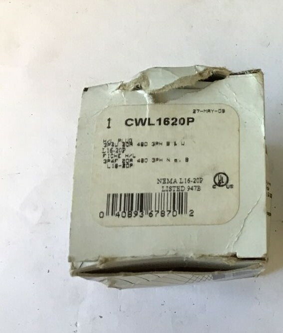 COOPER H/L PLUG CWL1620P 3P4W 20A 480V 3PH 1