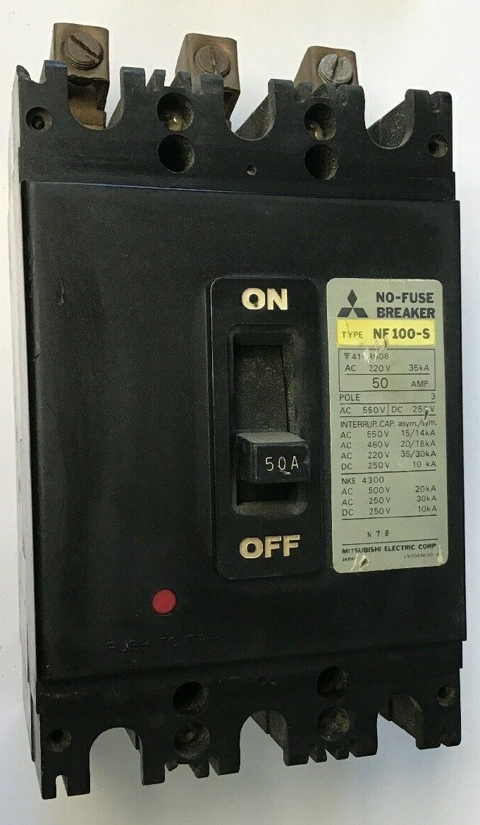 MITSUBISHI NF 100-S CIRCUIT BREAKER 50AMP 550VAC/250VDC 3POLE0