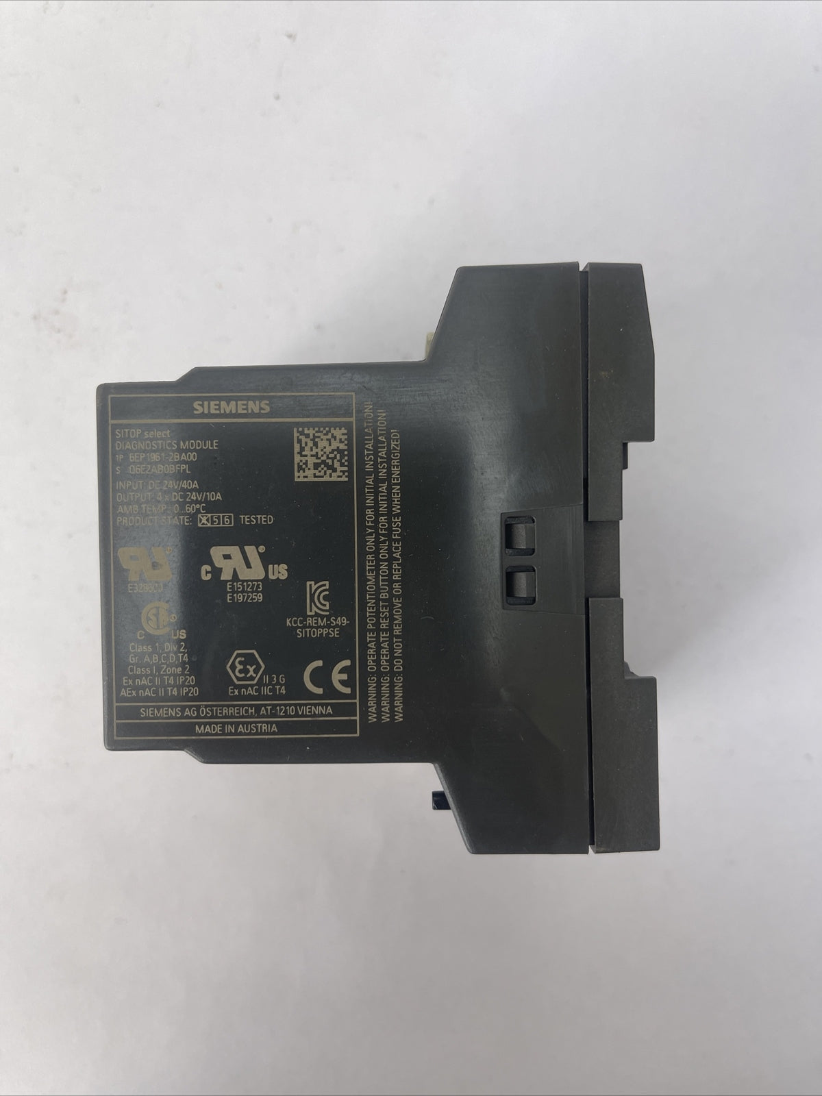 SIEMENS 1P 6EP1961-2BA00 SITOP SELECT DIAGNOSTICS MODULE OUTPUT 4 X 24VDC 10A2