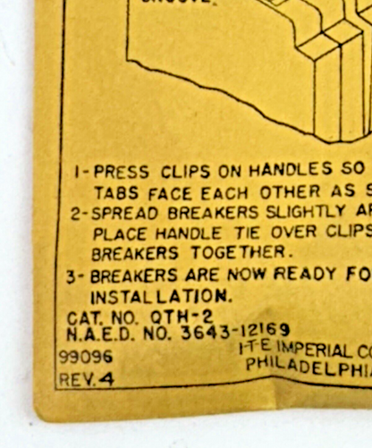 ITE / SIEMENS **LOT OF 10** QTH-2 - HANDLE TIES - FOR TYPE QT - NEW OLD STOCK3