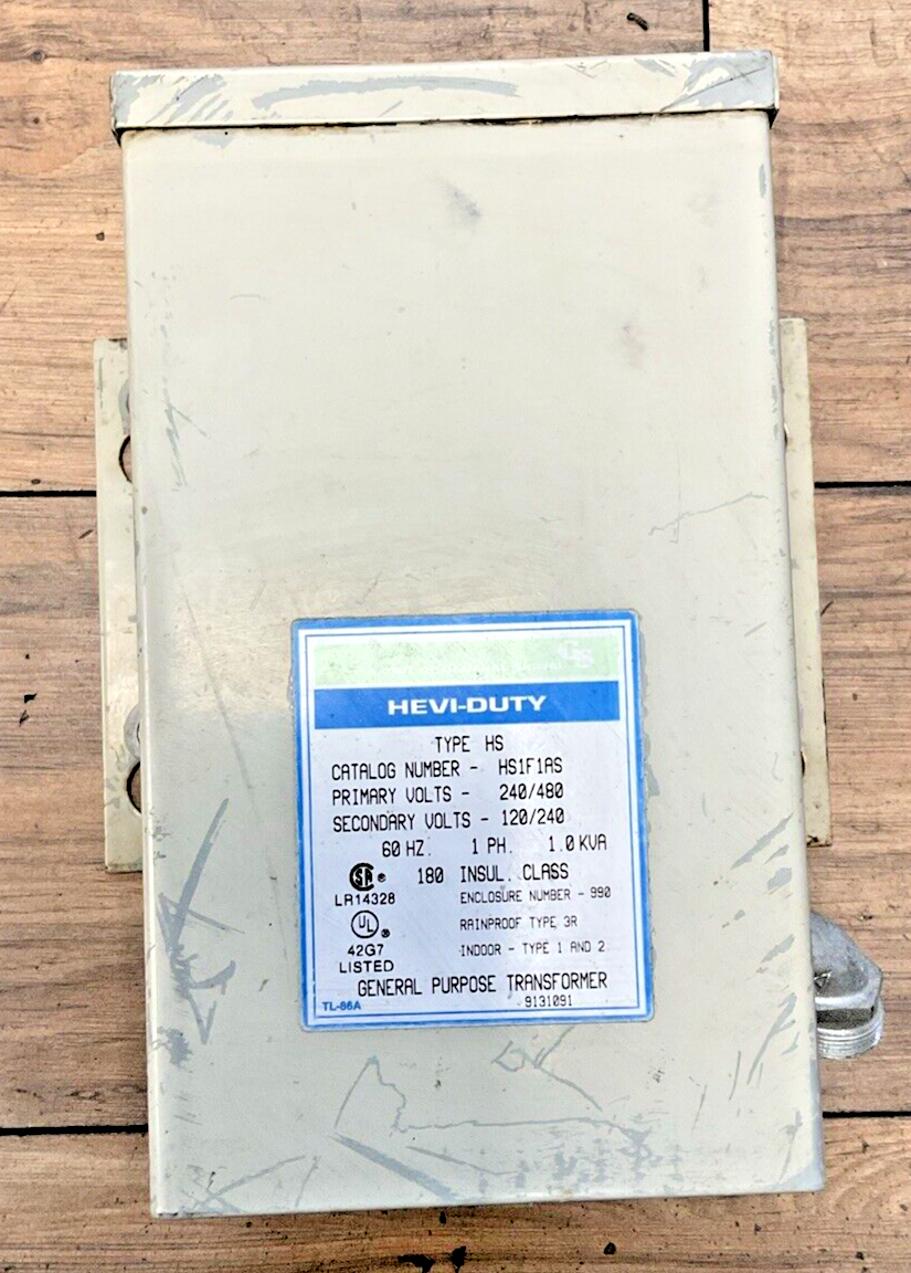 HEVI-DUTY HS1F1AS TRANSFORMER 240/480V 60HZ 1PH 1.0KVA0