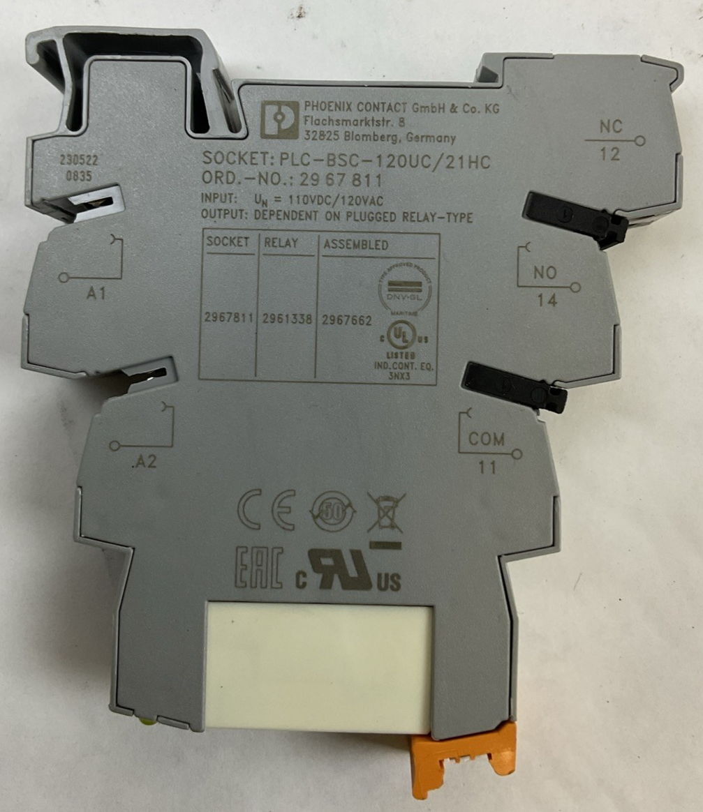 PHOENIX CONTACT PLC-BSC-120UC/21HC TERMINAL BLOCK 29 61 338 RELAY 16A 250VAC0