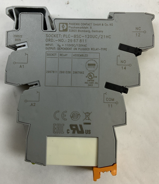 PHOENIX CONTACT PLC-BSC-120UC/21HC TERMINAL BLOCK 29 61 338 RELAY 16A 250VAC0