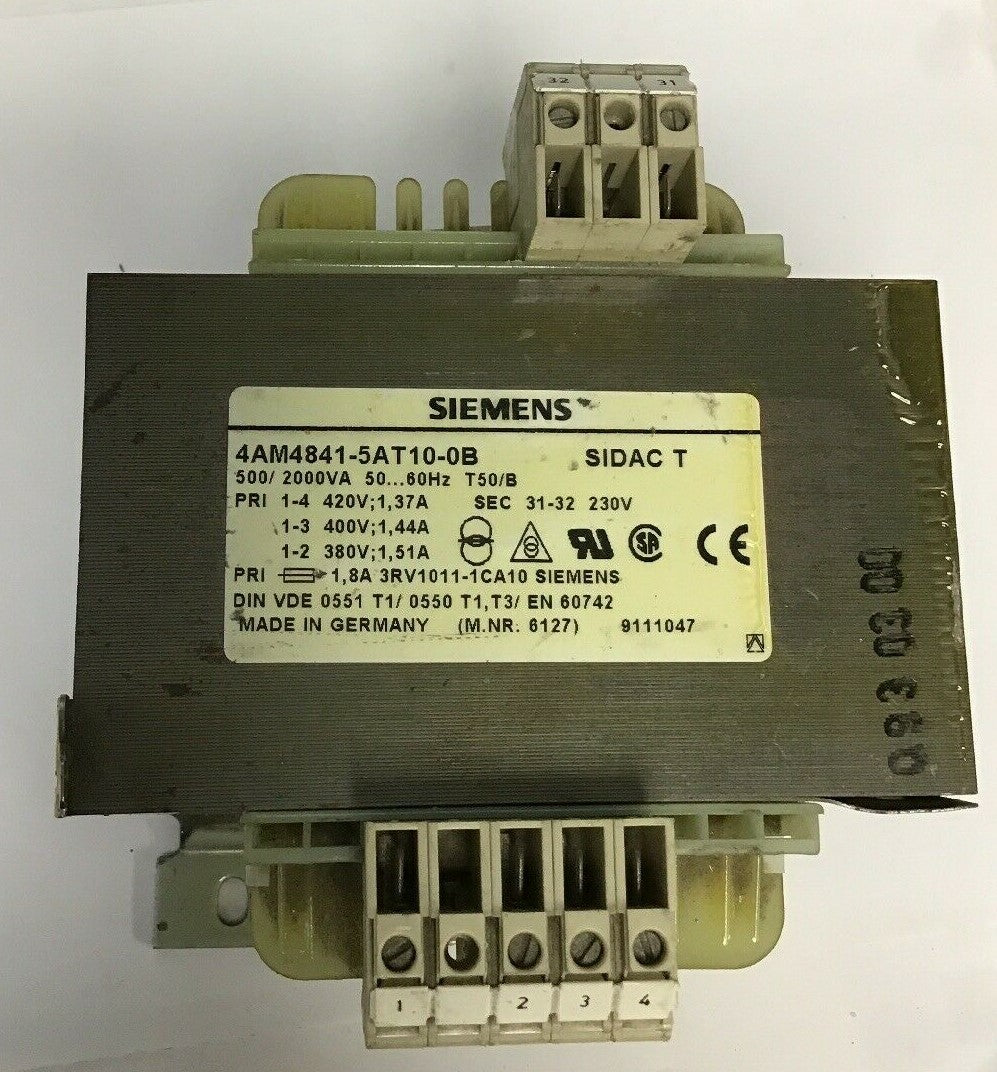SIEMENS 4AM4841-5AT10-0B TRANSFORMER 2000VA 50/60HZ T50/B 240V0