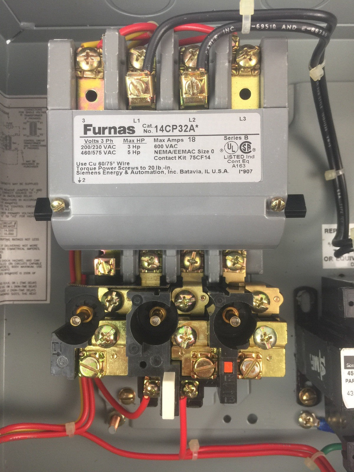 FURNAS 14CP32BFA3BAFC MAGNETIC STARTER W/ MELTING ALLOY OVERLOAD COIL 120VAC 60H7