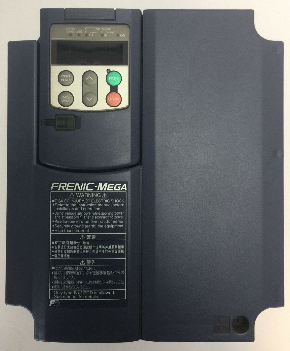 FUJI FRN7.5G1S-2J FRENIC-MEGA DRIVE OUTPUT 3PH 200-240V 0.1-120HZ 16kVA 46.2A0