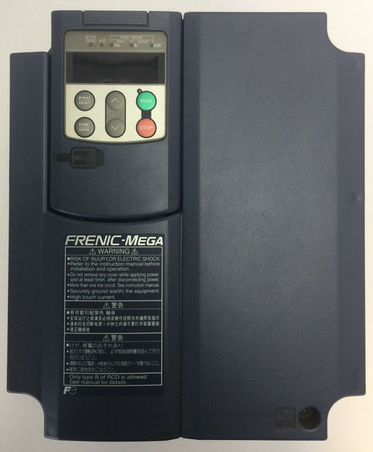 FUJI FRN7.5G1S-2J FRENIC-MEGA DRIVE OUTPUT 3PH 200-240V 0.1-120HZ 16kVA 46.2A0