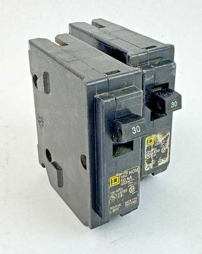 SQUARE D **LOT OF 2** HOM130 - CIRCUIT BREAKERS - 1 POLE/ 30 A/ 240 VAC0