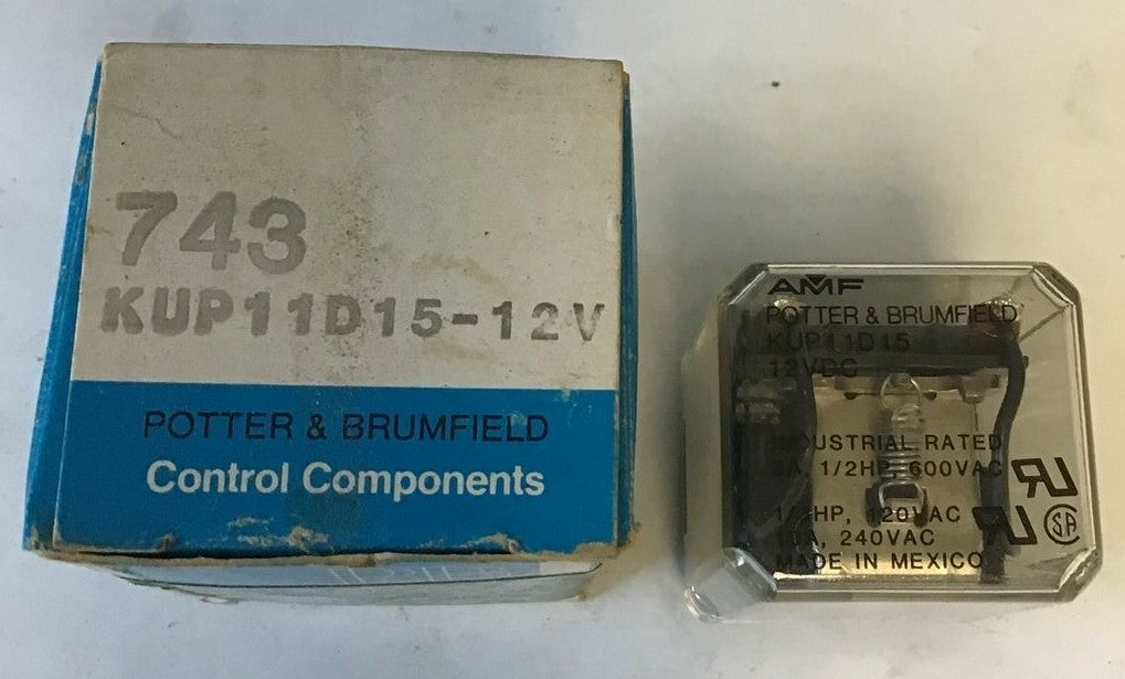 POTTER & BRUMFIELD KUP11D15 12VDC RELAY 600VAC 3A 1/2HP0