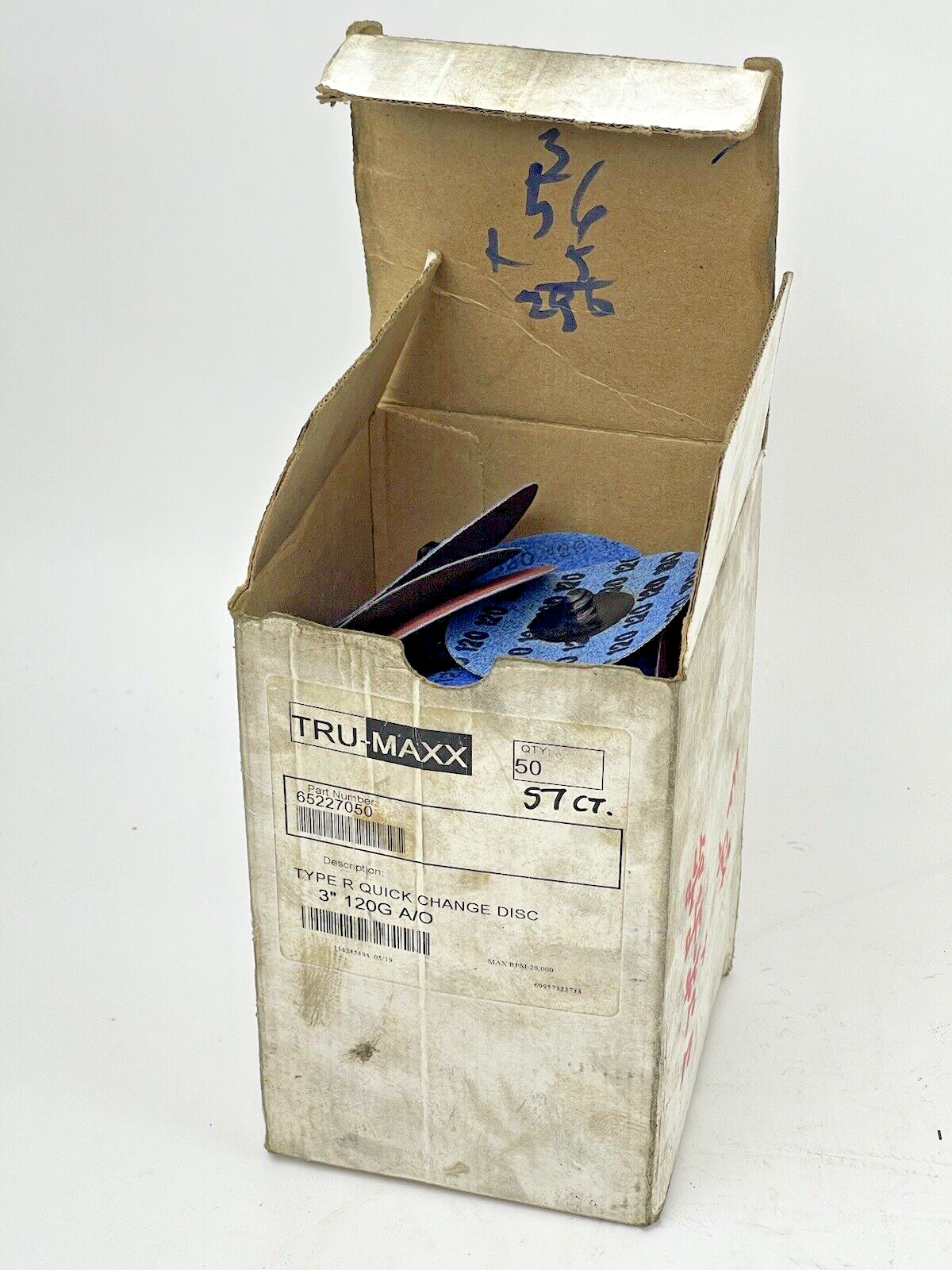 TRU-MAXX *BOX OFF 57* 65227050-  TYPE R -Qck Change Disc: 3″,120 Grit,A/O,Coated5