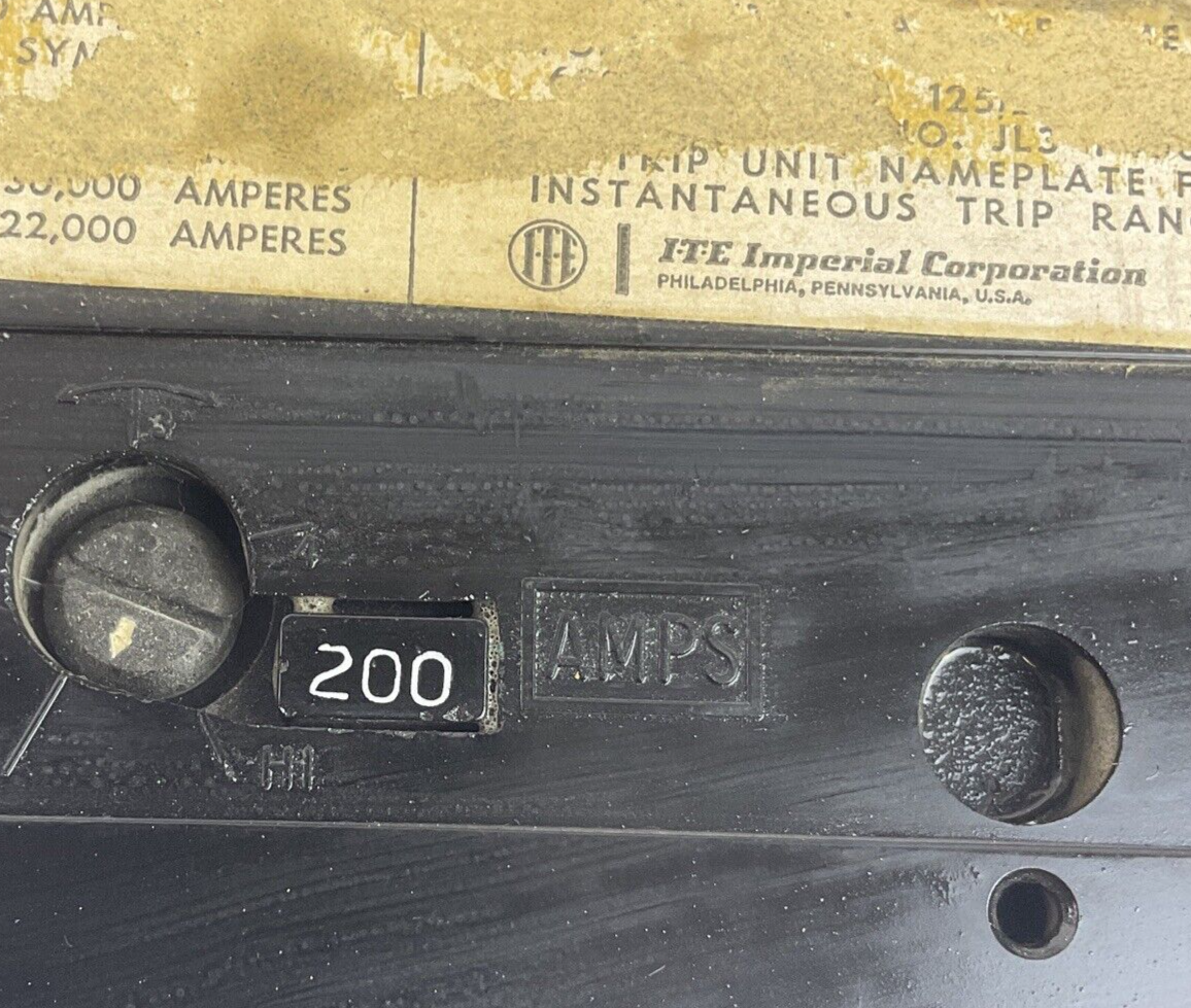 ITE JL3-F400 CIRCUIT BREAKER FRAME 200A 600VAC 125/250VDC 3POLE2