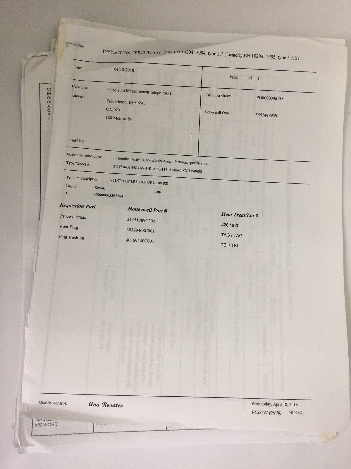 HONEYWELL STD730-A1HC4AS-1-B-AD0-11S-A-00A6-FX,TP-0000 STD700 DP TRANSMITTER11