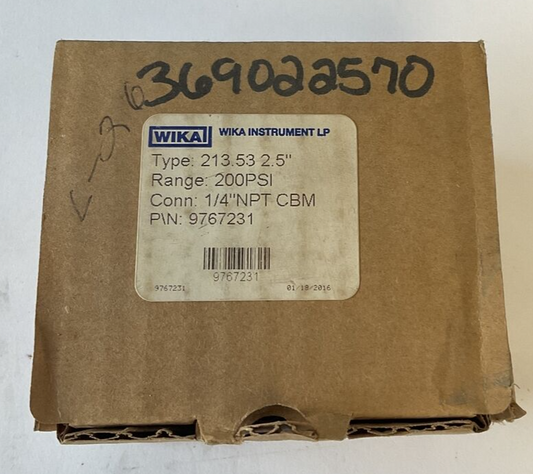 WIKA 213.53 GAUGE 2.5" 1/4NPT 200PSI CBM0