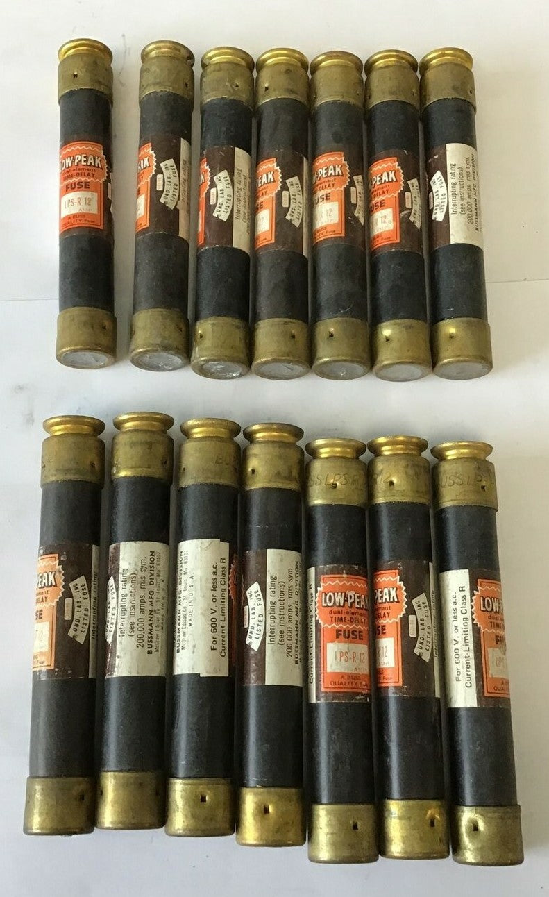 BUSSMANN LPS-R 12 LOW PEAK TIME DELAY FUSE 12A 600V ***LOTOF14***0