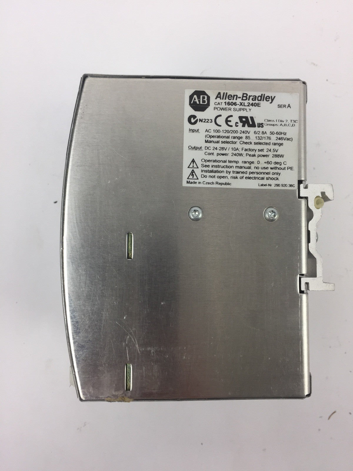 ALLEN BRADLEY 1606-XL240E POWER SUPPLY SER A OUTPUT DC 24-28V 10 A 2