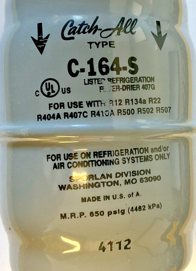 SPORLAN C-164-S CATCH-ALL FILTER-DRIER 1/2 ODF SOLDER 650PSIG1