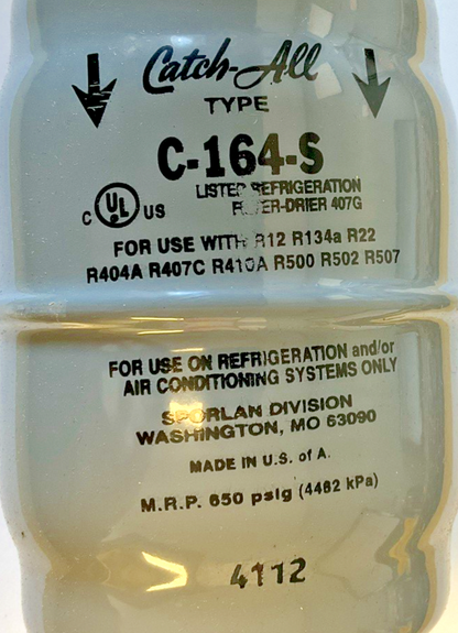 SPORLAN C-164-S CATCH-ALL FILTER-DRIER 1/2 ODF SOLDER 650PSIG1