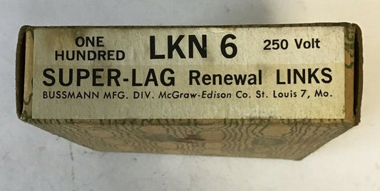 BUSSMANN LKN 6 RENEWAL LINKS SUPER-LAG 250VOLT ***LOTOF100***0