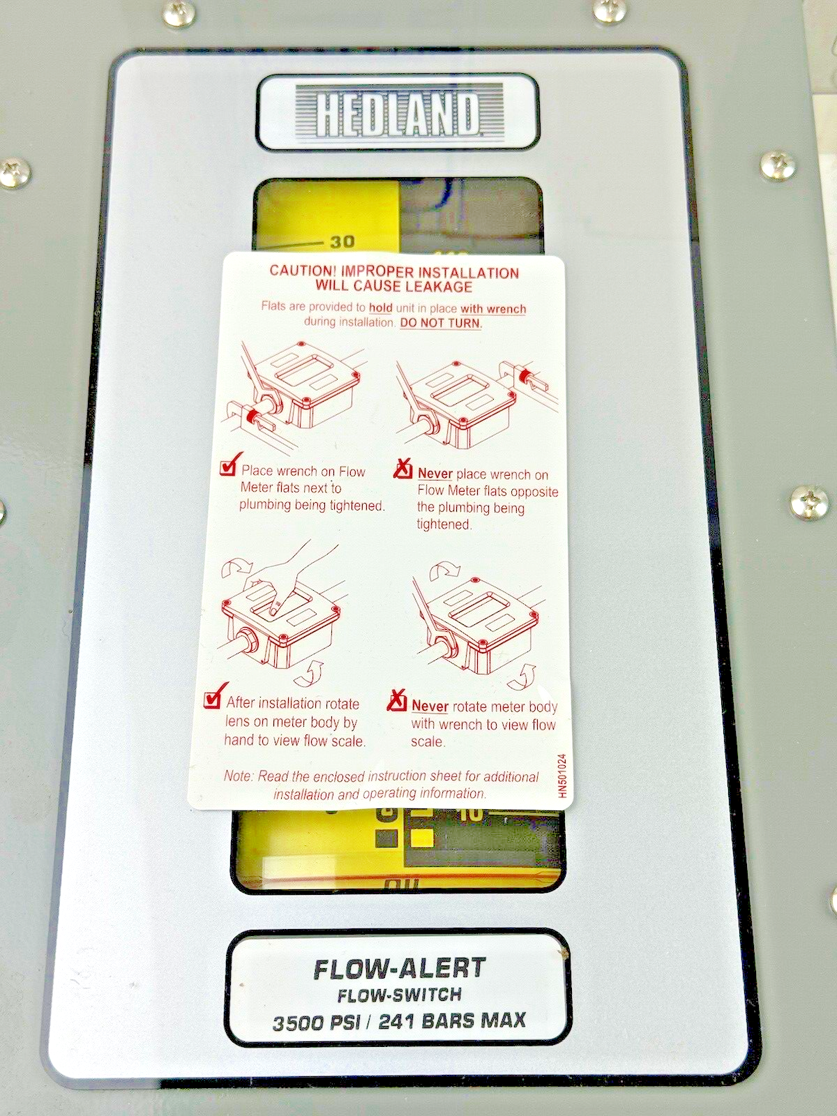HEDLAND - H801A-030-F1 - FLOW METER - 3500psi, 1-1/4NPT, 3-30GPM, FLOW ALERT4