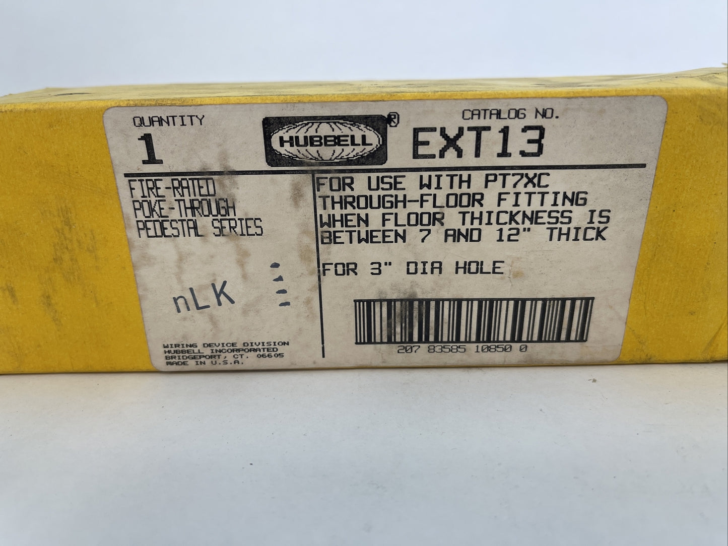 HUBBELL EXT13 EXTENTION KIT FOR USE W/ PT7XC THROUGH-FLOOR FITTING WHEN FLOOR1