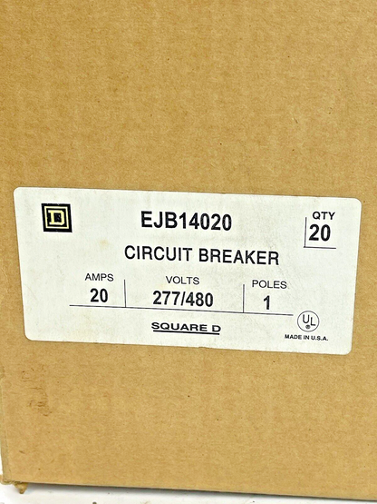 SQUARE D *BOX OF 20* - EJB14020 - CIRCUIT BREAKER - 20A/1 POLE/277 VAC - NEW2