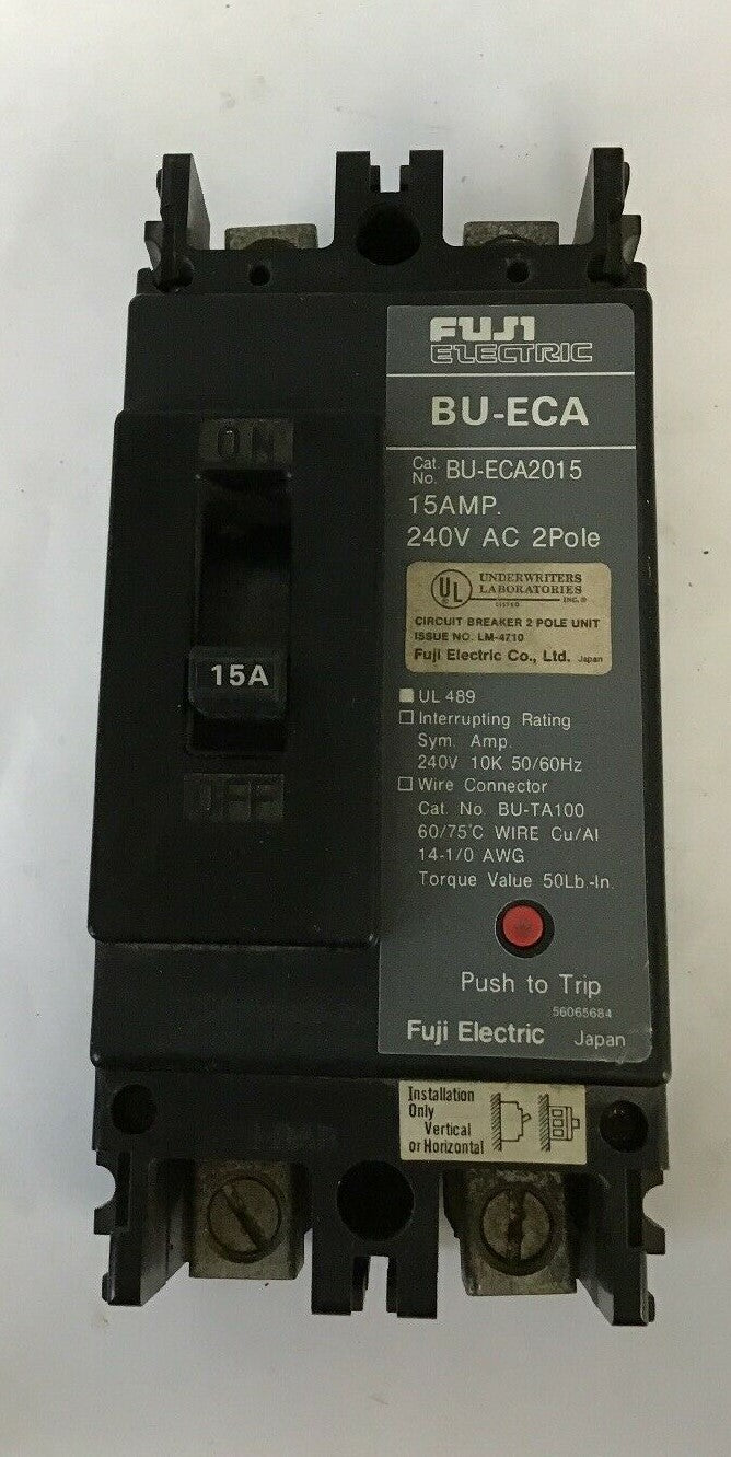 FUJI ELECTRIC BU-ECA2015 CIRCUIT BREAKER  15AMP 240VAC 2POLE0