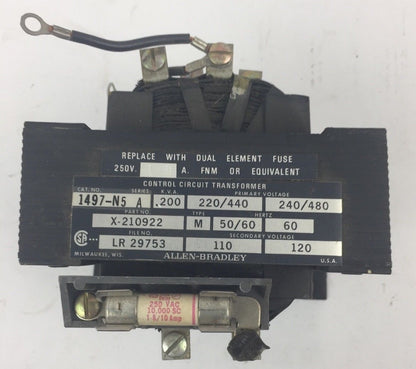 ALLEN BRADLEY 1497-N5 CONTROL CIRCUIT TRANSFORMER .200 KVA 240/480V 60HZ SER A2