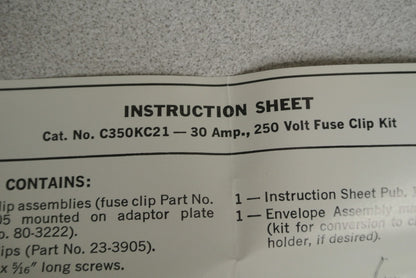 LOT of 4 SETS / CUTLER-HAMMER FUSE CLIP KITS / NEW SURPLUS 5