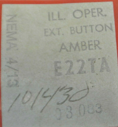 CUTLER-HAMMER E22TA ILLUMINATED OPERATOR EXT. BUTTON / AMBER / NEW SURPLUS1