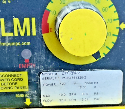 LMI C771-25HV METERING PUMP 120V 50/60HZ 6 30A *MOUNTING HOLES BROKEN*3