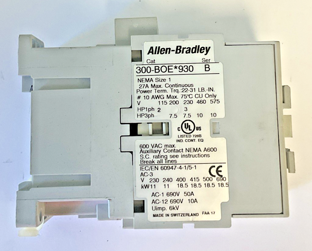 ALLEN BRADLEY 300-BOE*930 CONTACTOR  SER.B SIZE 1 27A 600VAC2
