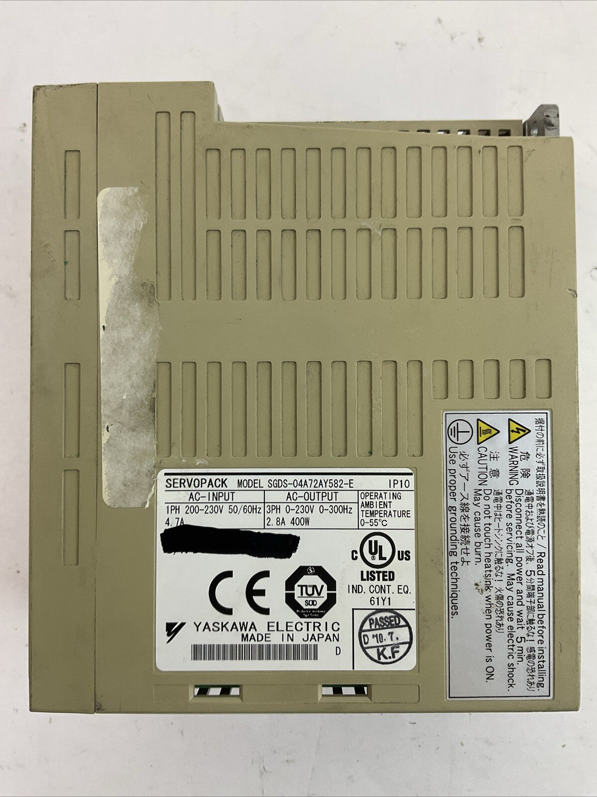 YASKAWA SGDS-04A72AY582-E SERVOPACK 230VAC SERVO DRIVE2