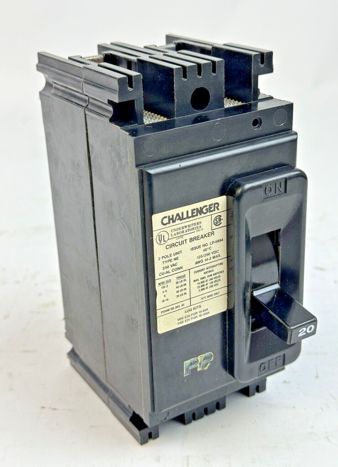 CHALLENGER / FPE - NE224020 - MOLDED CIRCUIT BREAKER - 2 POLE, 240 VAC, 20 A-NEW1