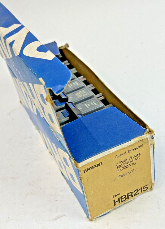 BRYANT *BOX OF 5* - HBR215 - COMMON TRIP CIRCUIT BREAKERS - 2 POLE/15 A/240 VAC0
