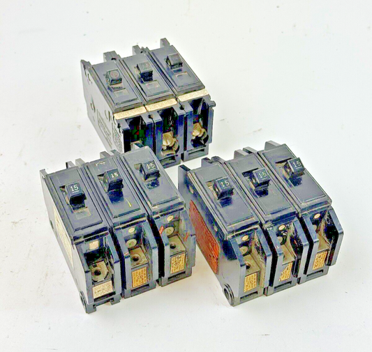 WESTINGHOUSE *LOT OF 9* - QC1015 - CIRCUIT BREAKER 1 POLE/15A/120 VAC -NO SCREWS0