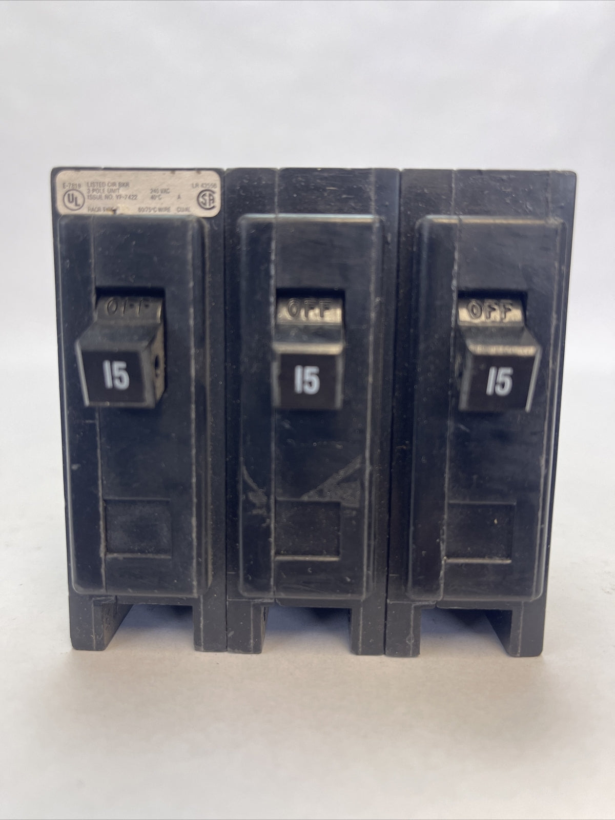 CUTLER HAMMER / WESTINGHOUSE QBHW3015H CIRCUIT BREAKER 15AMP 3POLE 240VAC0