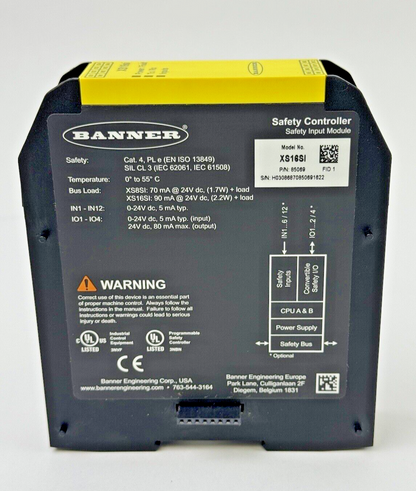 BANNER - XS16si - SAFETY CONTROLLER EXPANSION MODULE - 16 TERMINAL INPUTS,4 CONV7