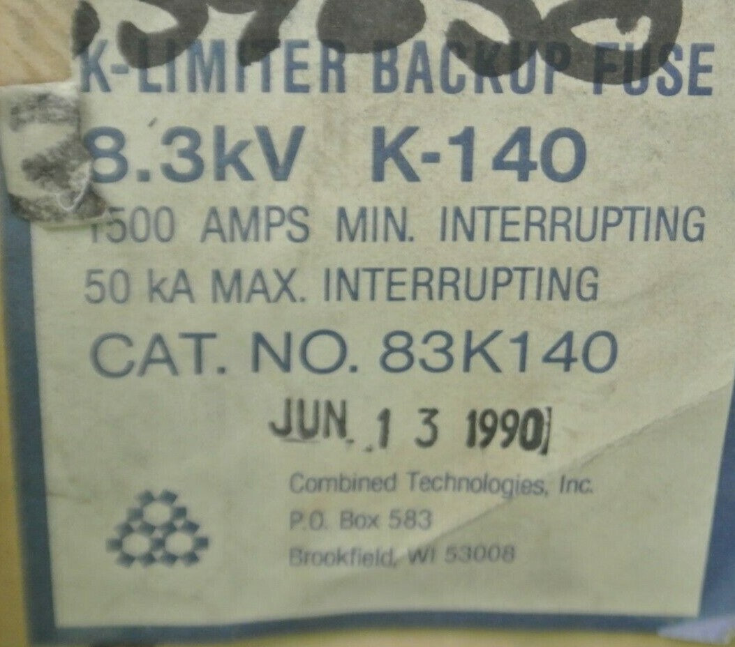 COMBINED TECHNOLOGIES 83K140 K-LIMITING FUSE / 1500A MIN. INT / NEW SURPLUS1